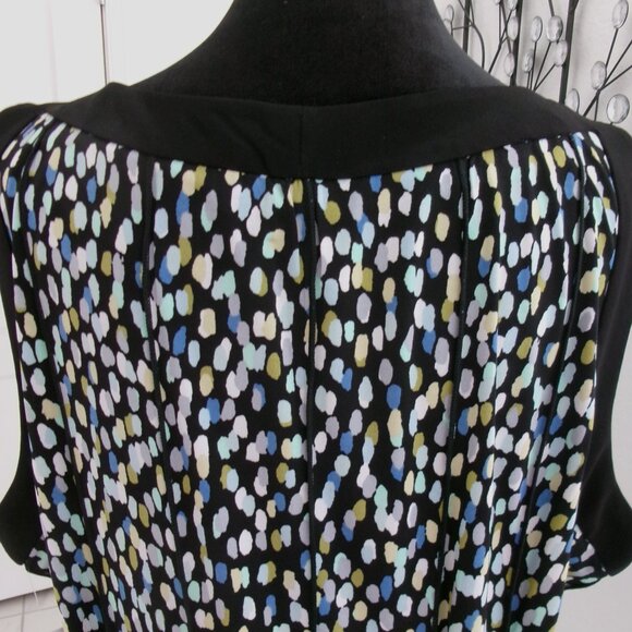 New Perceptions Stretch Knit Sleeveless Dress 2X Woman Blue Black White Green - Picture 7 of 14